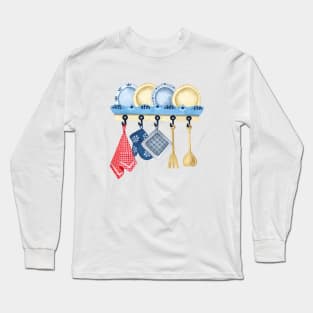 Rustic Hand Painted Country Kitchen Pattern Long Sleeve T-Shirt